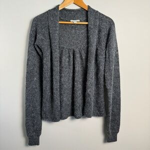 Jacob Connexion Women's Charcoal Alpaca Blend Open Long Sleeve Short Cardigan S